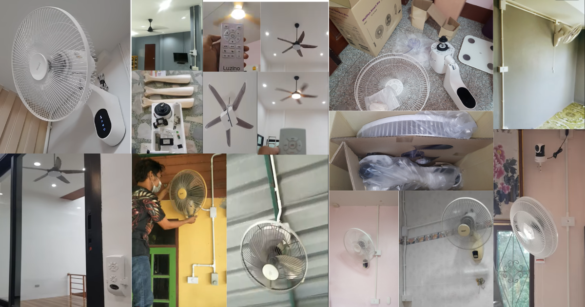 พัดลมราคาถูก พัดลมติดผนัง พัดลมเพดาน พัดลมรีโมท ช่างติดตั้งพัดลม พัดลมพร้อมติดตั้ง ช่างติดตั้งพัดลม ค่าแรงติดตั้งพัดลม